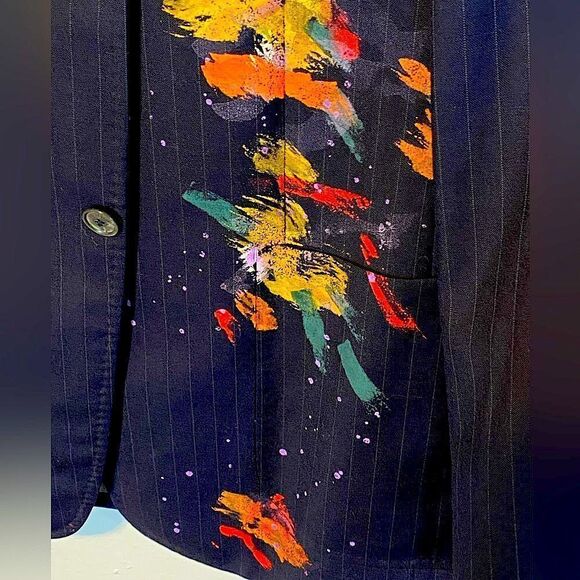 Moschino Pinstriped Blazer with hand painted details - Picture 6 of 11